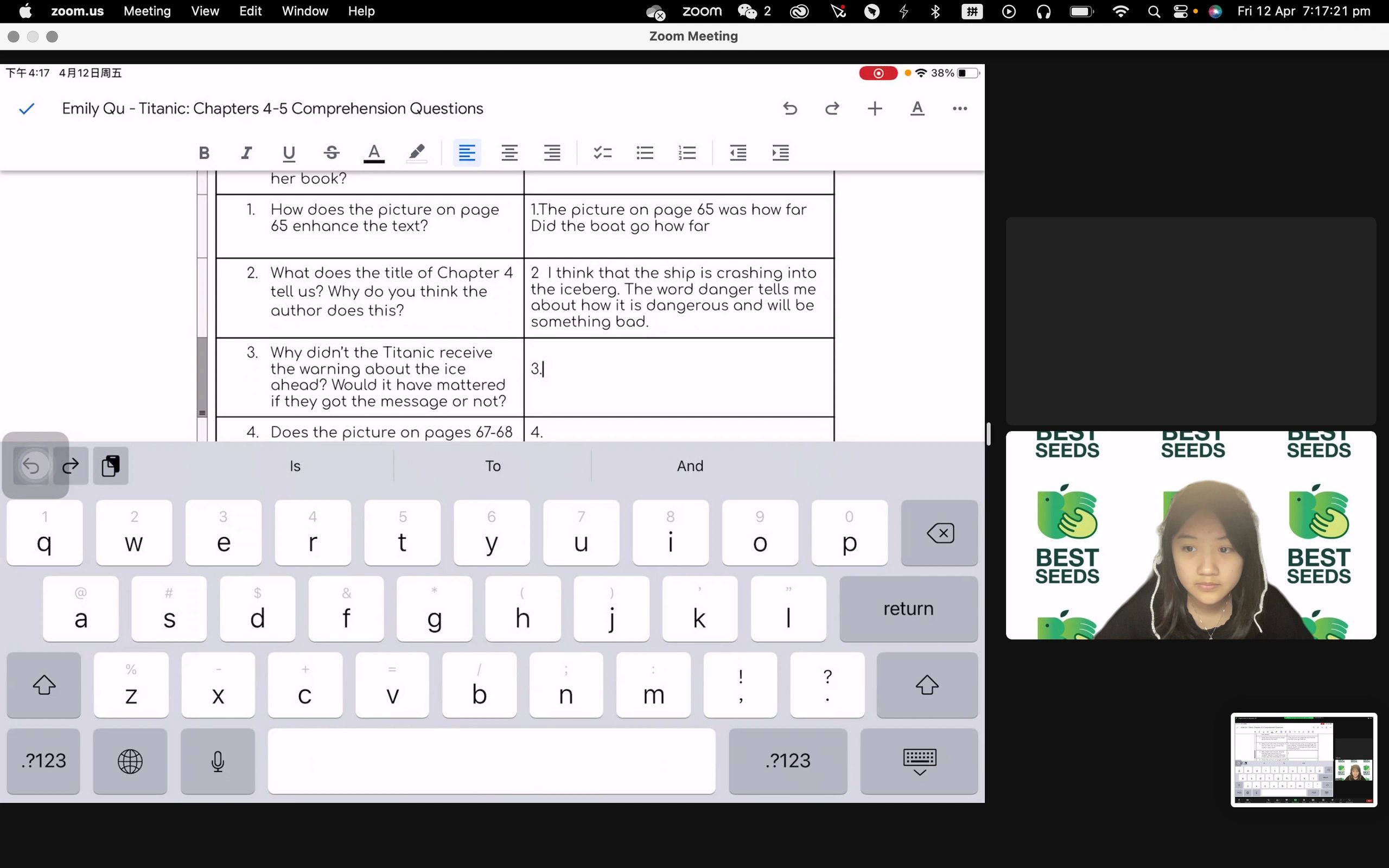 Reading Tutoring with Amy (Shiqi Wang)