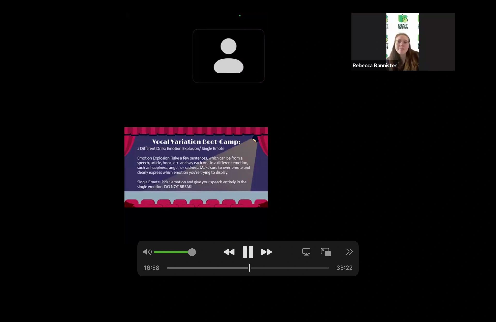 Public Speaking lesson with Rebecca Bannister