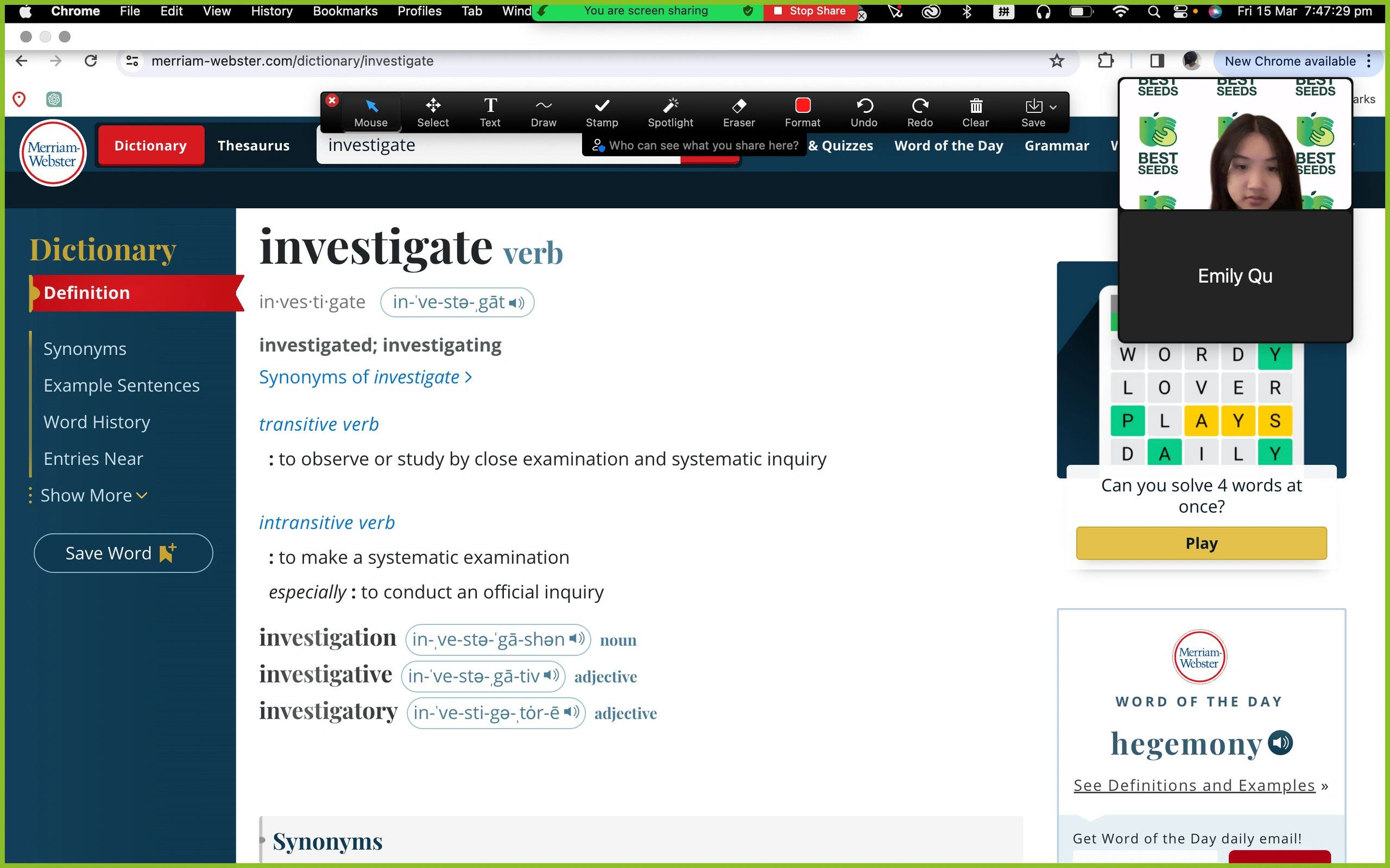 Reading Tutoring with Amy (Shiqi Wang)3/8/24
