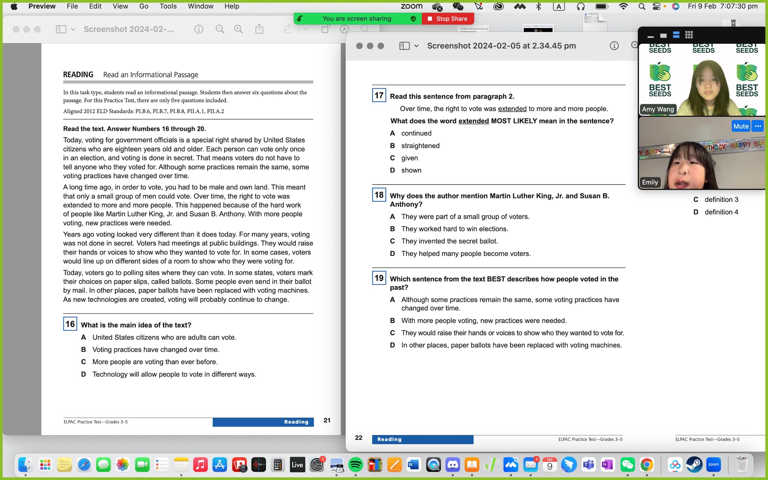 Reading tutoring with Amy(Shiqi Wang)