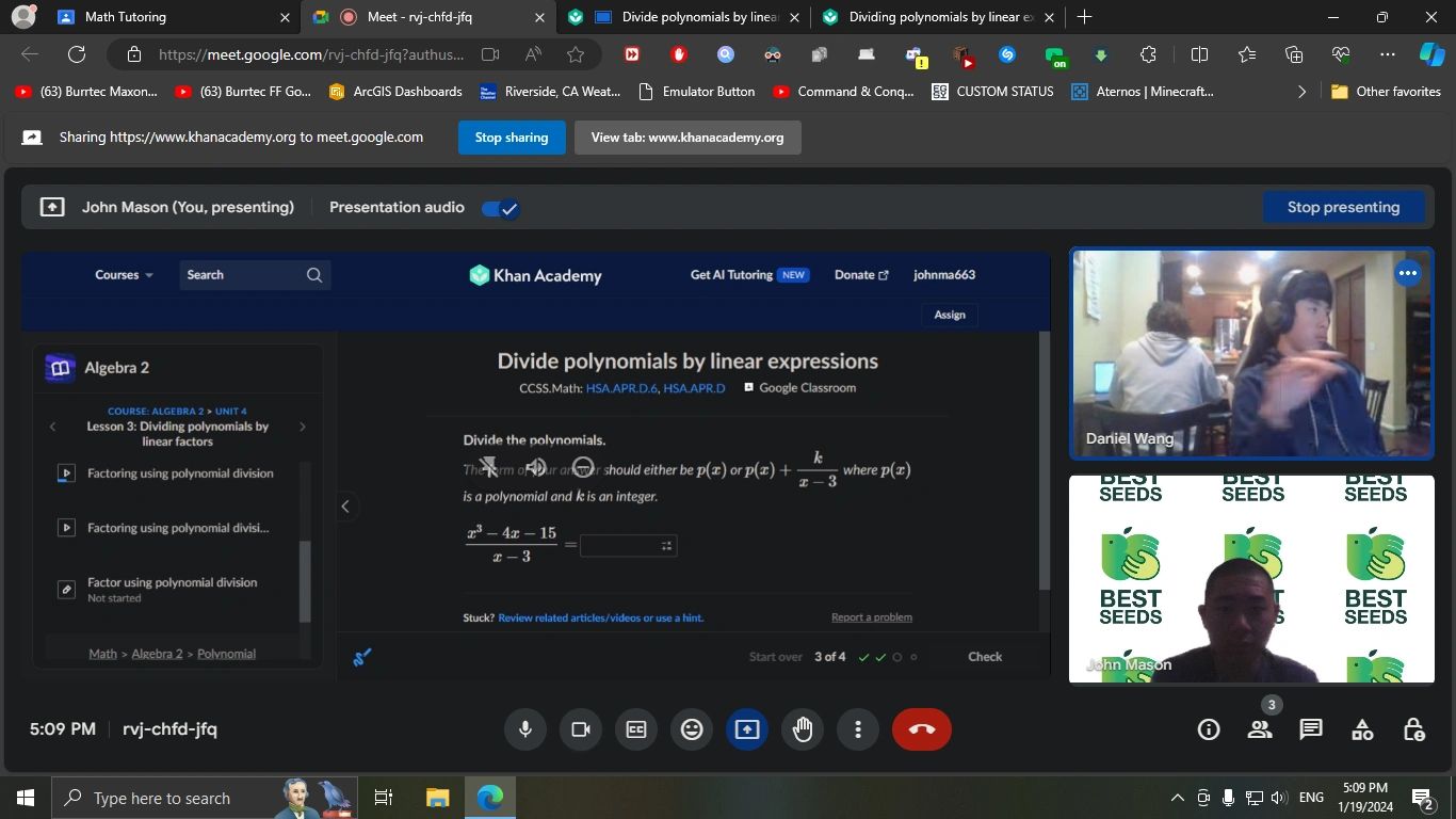 Math Tutoring with John Mason (1/19/24)